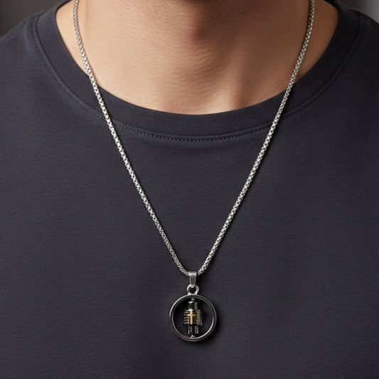 SPIN MANTRA WHEEL - 25mm Pure Titanium Steel Pendant with 28inch Twisted 4mm Chain for Men & Boys - THE MEN THING