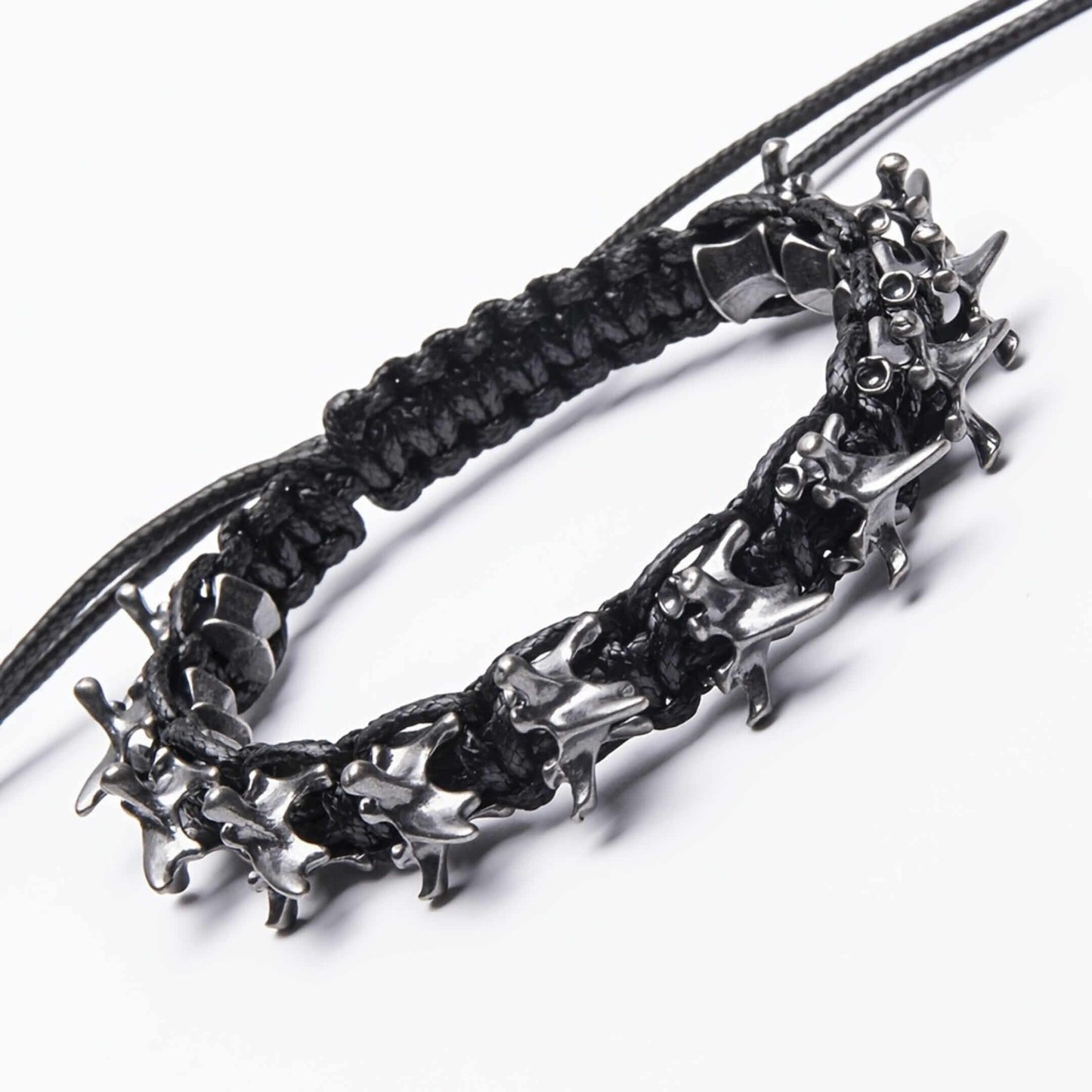 SPINECLAW - BLACK - Genuine Braided Leather Adjustable Bracelet for Men & Boys - THE MEN THING