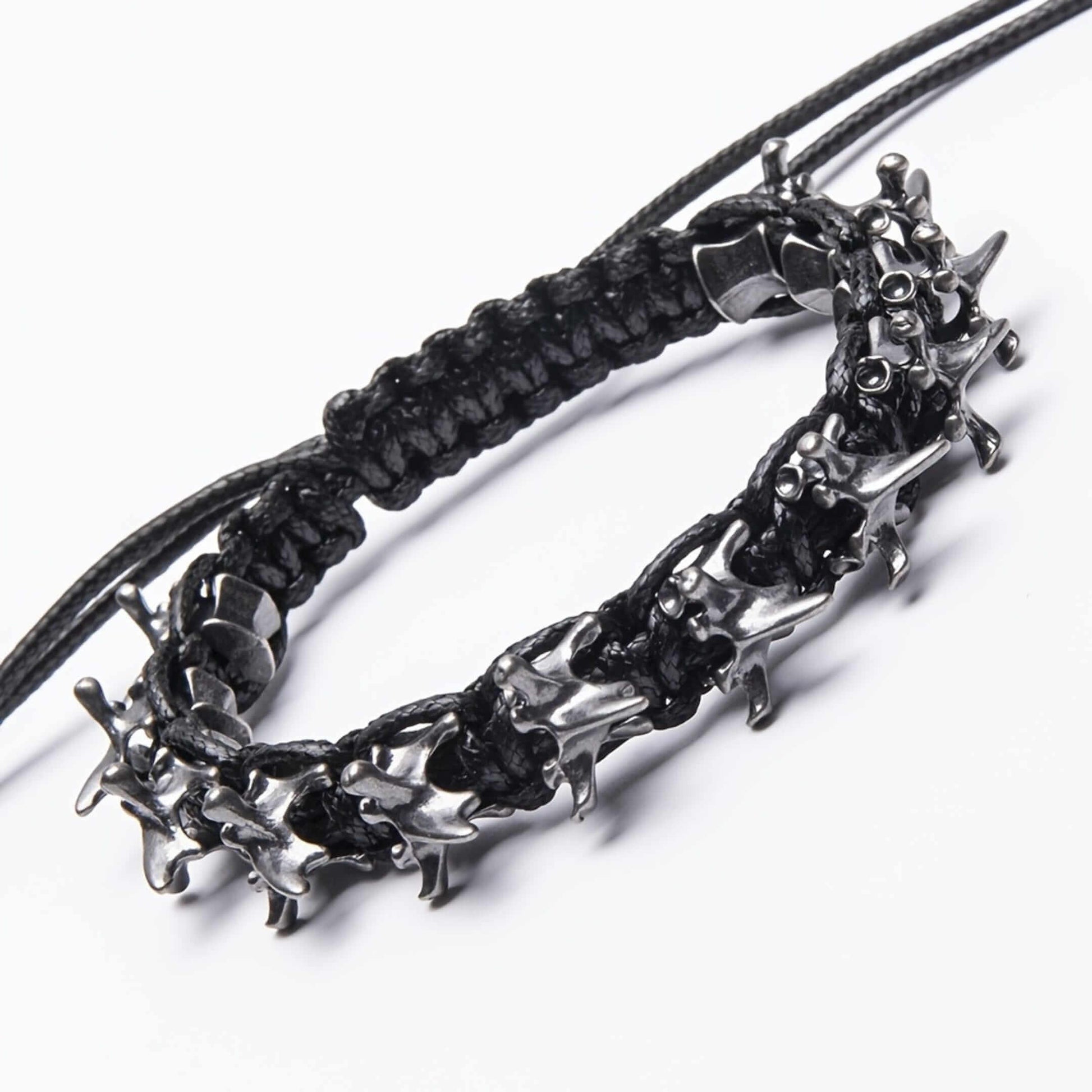 SPINECLAW - BLACK - Genuine Braided Leather Adjustable Bracelet for Men & Boys - THE MEN THING