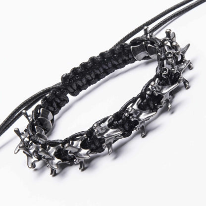 SPINECLAW - BLACK - Genuine Braided Leather Adjustable Bracelet for Men & Boys - THE MEN THING