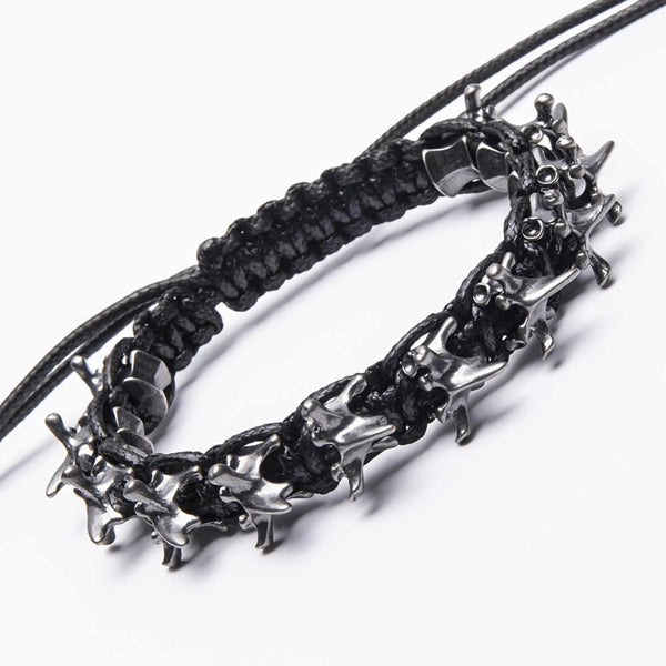 SPINECLAW - BLACK - Genuine Braided Leather Adjustable Bracelet for Men & Boys