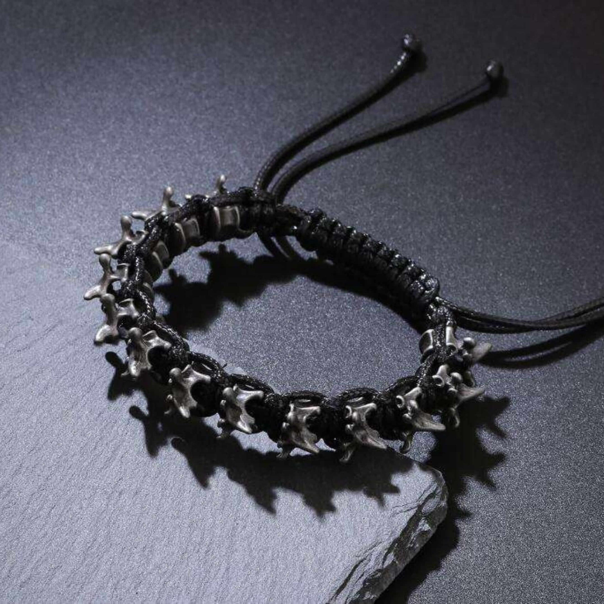 SPINECLAW - BLACK - Genuine Braided Leather Adjustable Bracelet for Men & Boys - THE MEN THING