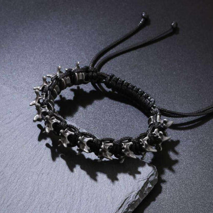 SPINECLAW - BLACK - Genuine Braided Leather Adjustable Bracelet for Men & Boys - THE MEN THING