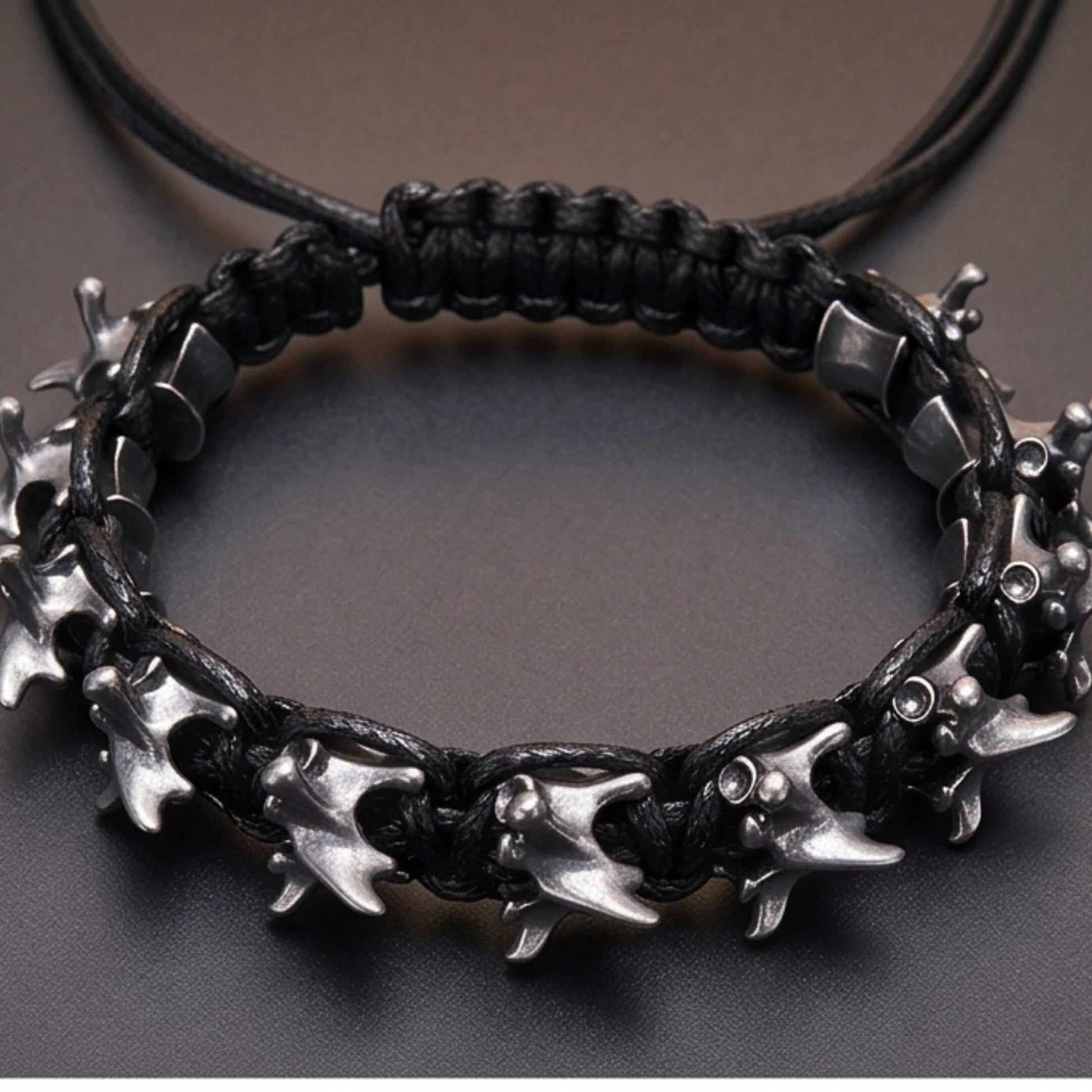 SPINECLAW - BLACK - Genuine Braided Leather Adjustable Bracelet for Men & Boys - THE MEN THING