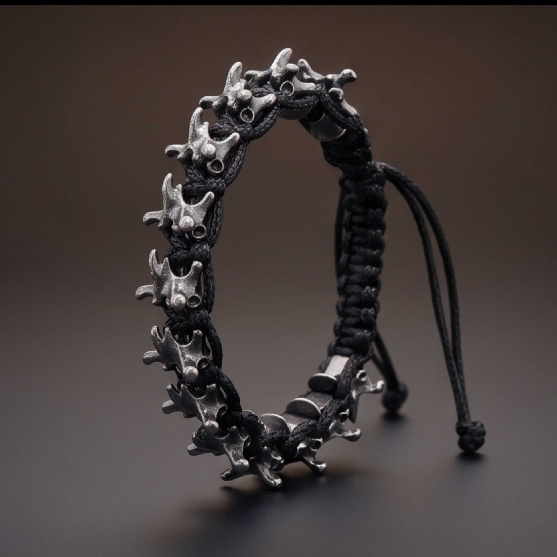 SPINECLAW - BLACK - Genuine Braided Leather Adjustable Bracelet for Men & Boys - THE MEN THING