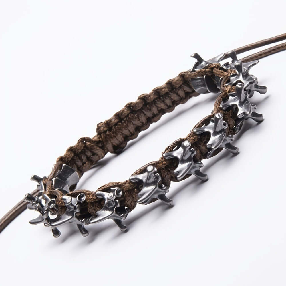 SPINECLAW - BROWN - Genuine Braided Leather Adjustable Bracelet for Men & Boys - THE MEN THING