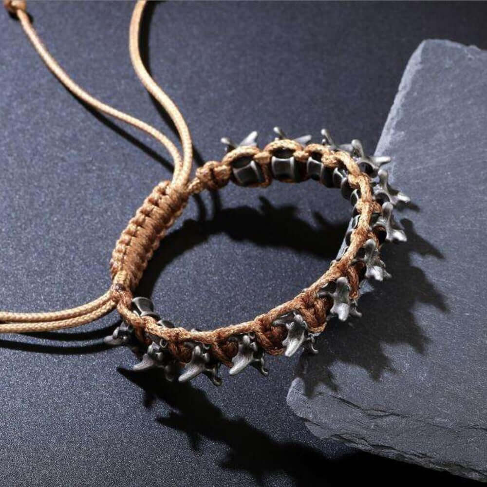 SPINECLAW - BROWN - Genuine Braided Leather Adjustable Bracelet for Men & Boys - THE MEN THING