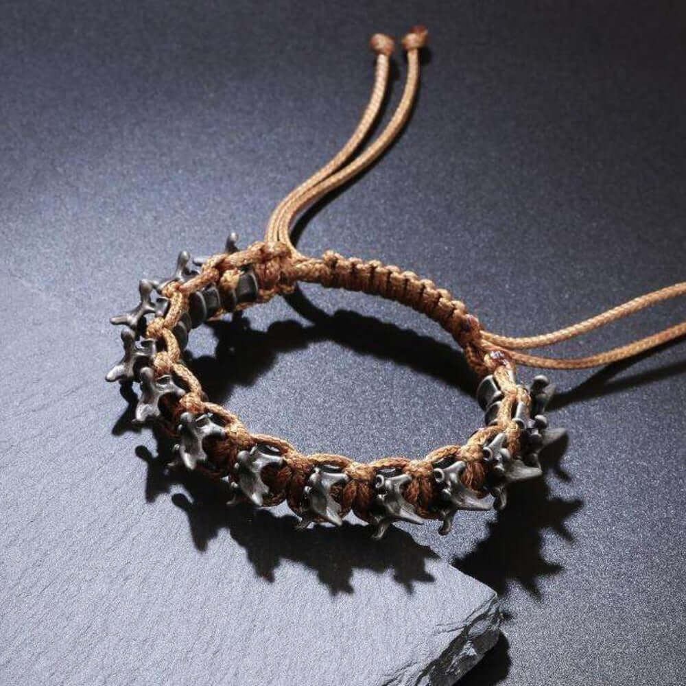 SPINECLAW - BROWN - Genuine Braided Leather Adjustable Bracelet for Men & Boys - THE MEN THING