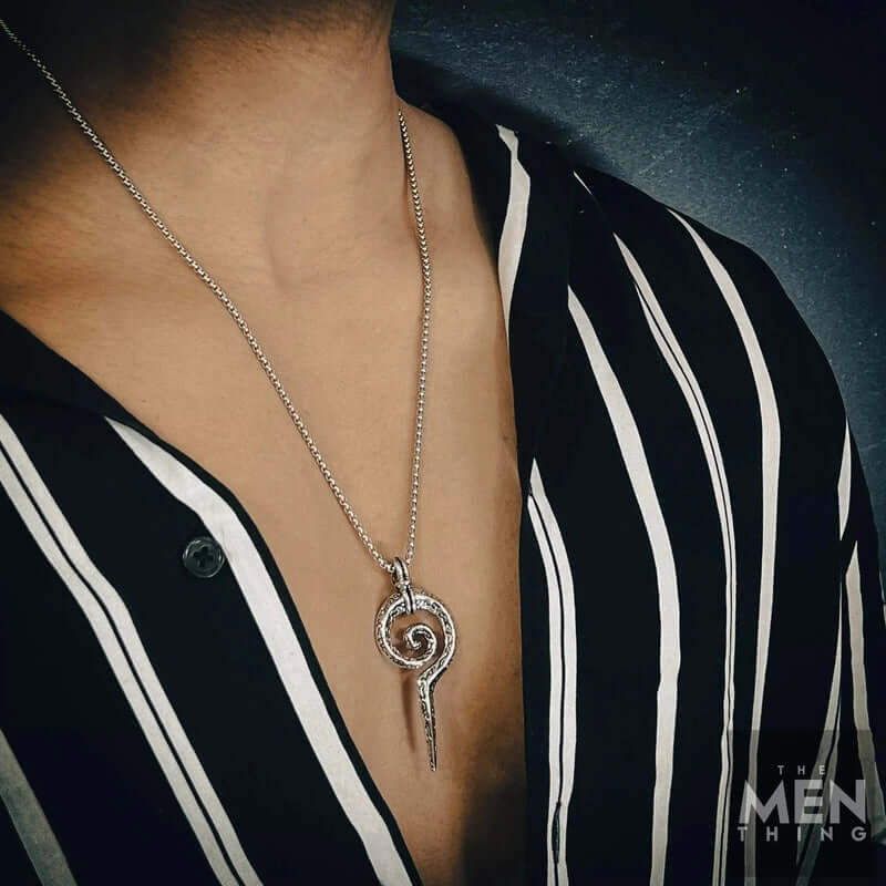 SPIRAL WEAPON  - Alloy Pendant with Pure Stainless Steel  24inch Round Box Chain, European trending Style for Men & Boy - THE MEN THING