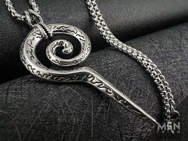 SPIRAL WEAPON  - Alloy Pendant with Pure Stainless Steel  24inch Round Box Chain, European trending Style for Men & Boy