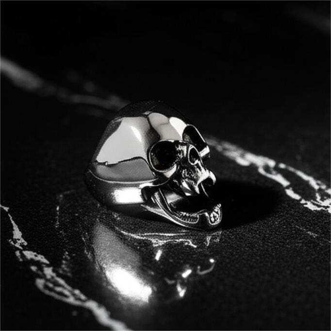 SPIRE SKULL RING - Pure Stainless Steel Men’s Steel-Plated Ring – Statement Luxury Jewelry (Size : 16-22-27) - THE MEN THING