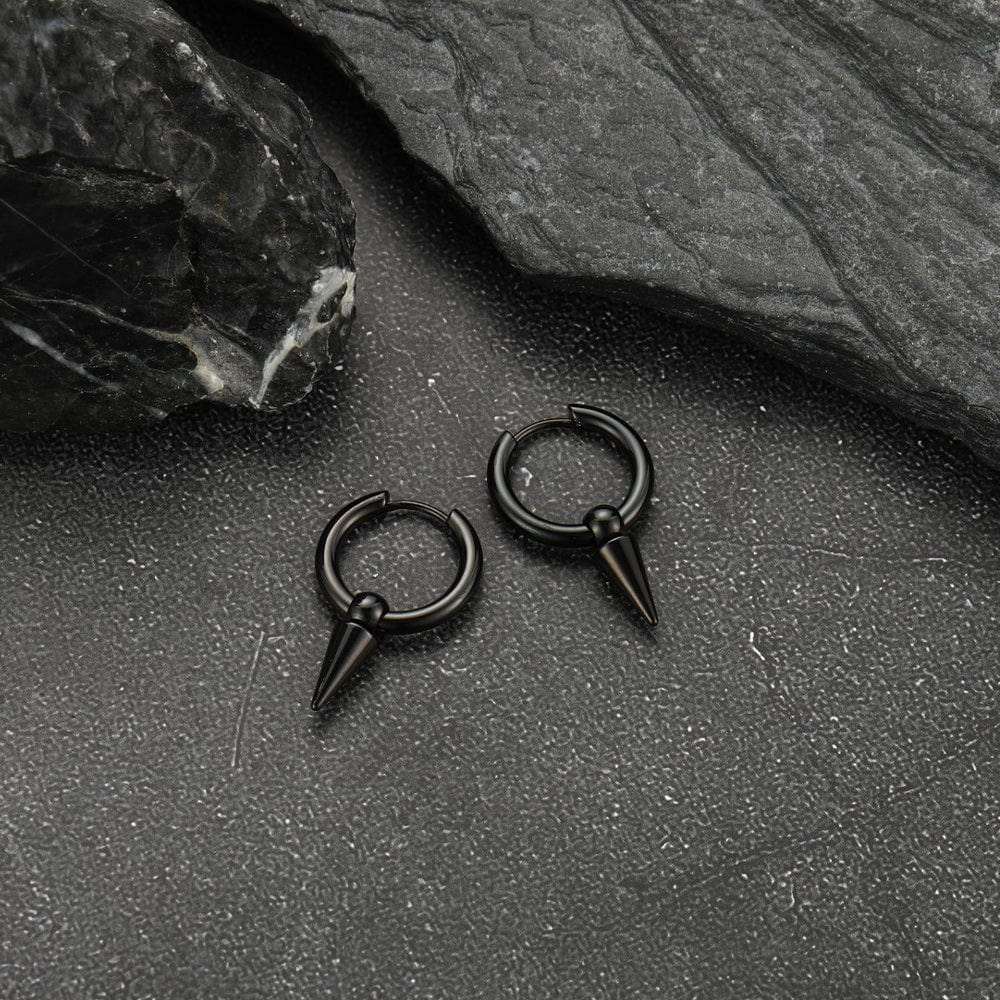 SPIREHOOP - BLACK - Pure Titanium Steel Ear Hoop Earrings for Men & Boys (2 Pcs) - THE MEN THING