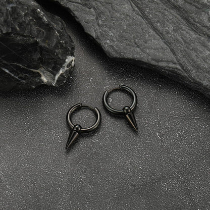 SPIREHOOP - BLACK - Pure Titanium Steel Ear Hoop Earrings for Men & Boys (2 Pcs) - THE MEN THING