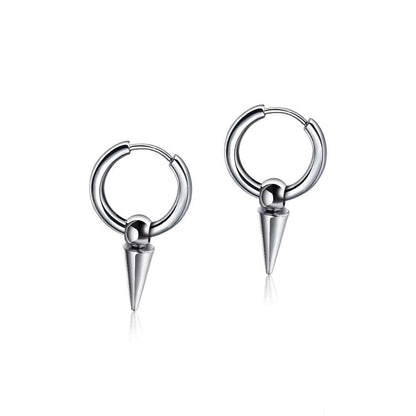 SPIREHOOP - SILVER - Pure Titanium Steel Ear Hoop Earrings for Men & Boys (2 Pcs) - THE MEN THING