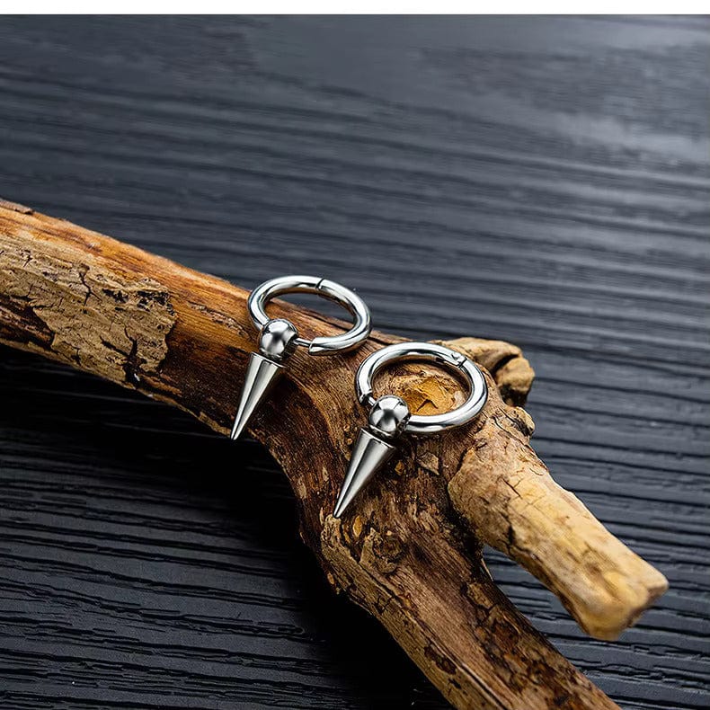 SPIREHOOP - SILVER - Pure Titanium Steel Ear Hoop Earrings for Men & Boys (2 Pcs) - THE MEN THING