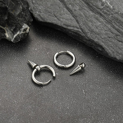 SPIREHOOP - SILVER - Pure Titanium Steel Ear Hoop Earrings for Men & Boys (2 Pcs) - THE MEN THING