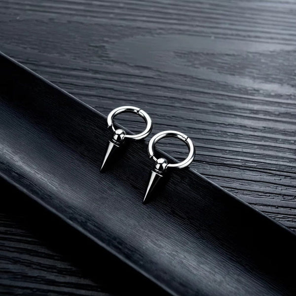 SPIREHOOP - SILVER - Pure Titanium Steel Ear Hoop Earrings for Men & Boys (2 Pcs)