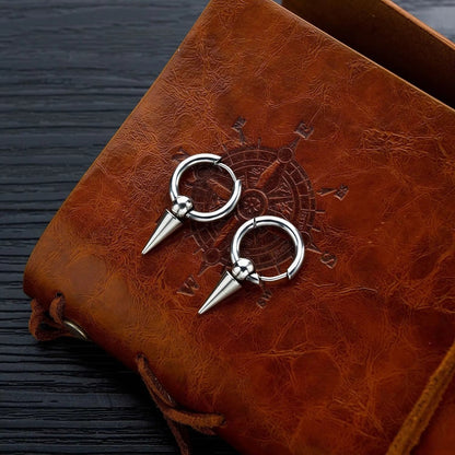SPIREHOOP - SILVER - Pure Titanium Steel Ear Hoop Earrings for Men & Boys (2 Pcs) - THE MEN THING
