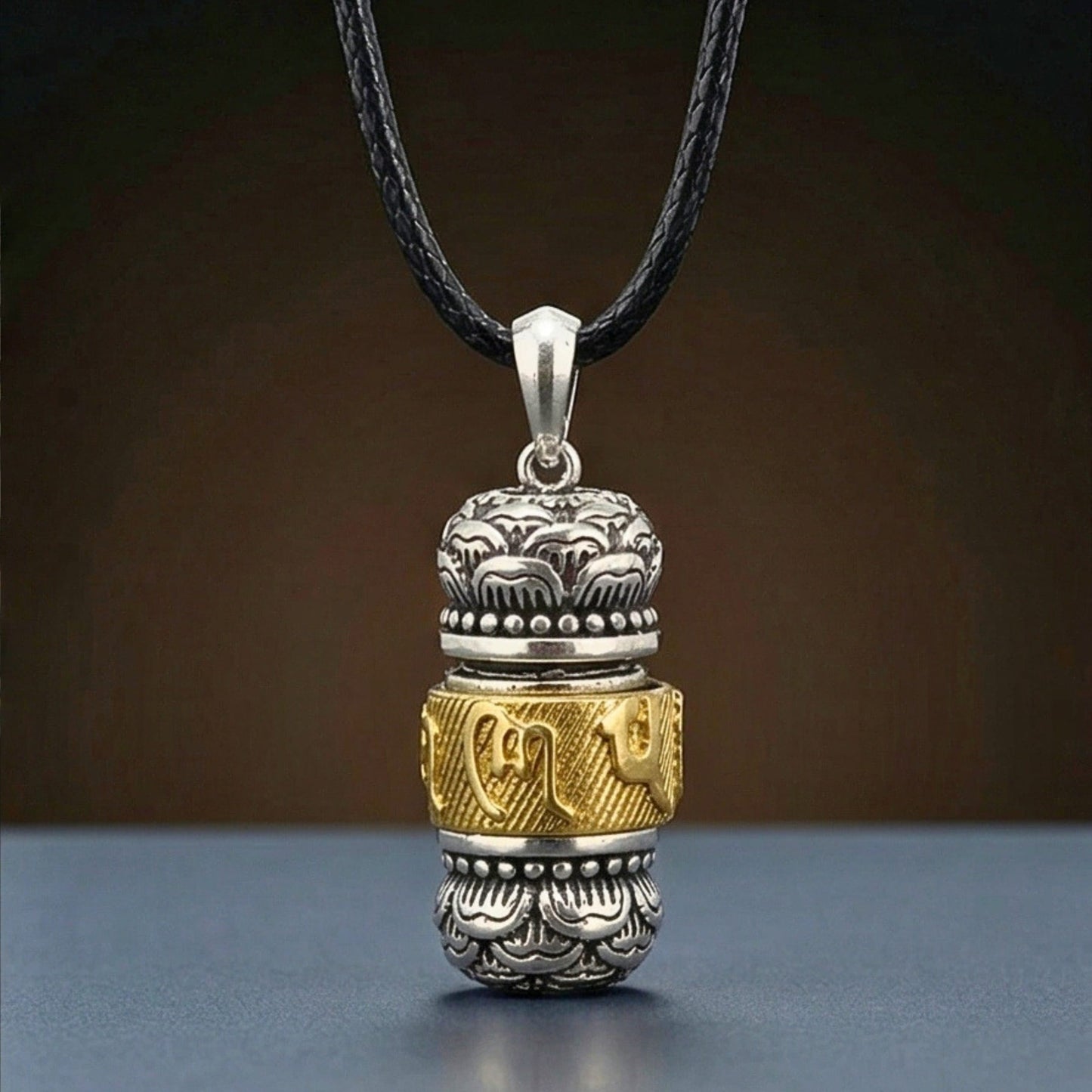 SPIRITUAL ZEN WHEEL - 16mm Pure Titanium Steel Pendant with 24 to 26inch Adjustable Leather Rope Necklace for Men & Boys - THE MEN THING