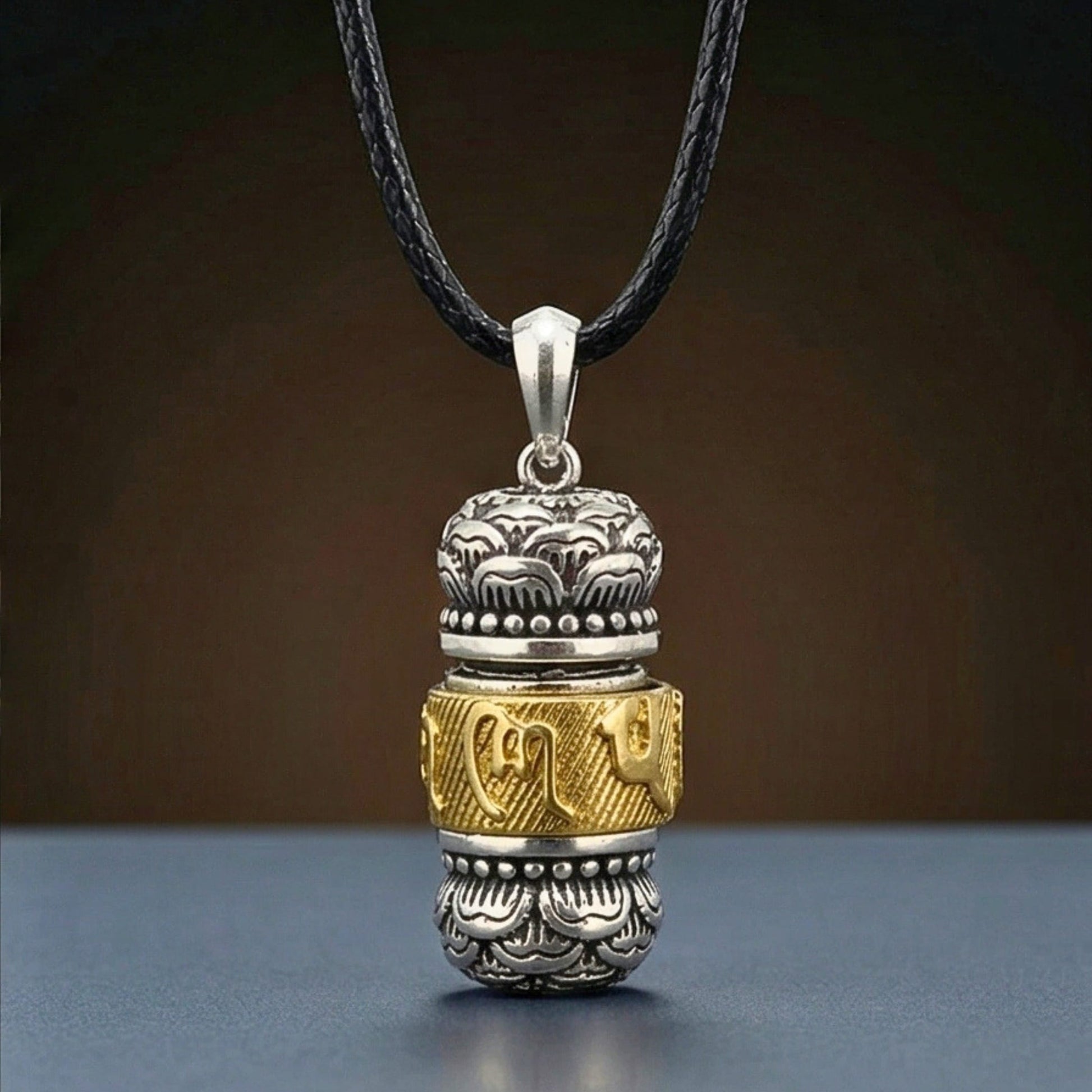 SPIRITUAL ZEN WHEEL - 16mm Pure Titanium Steel Pendant with 24 to 26inch Adjustable Leather Rope Necklace for Men & Boys - THE MEN THING