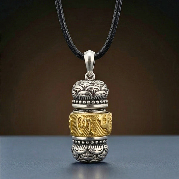 SPIRITUAL ZEN WHEEL - 16mm Pure Titanium Steel Pendant with 24 to 26inch Adjustable Leather Rope Necklace for Men & Boys