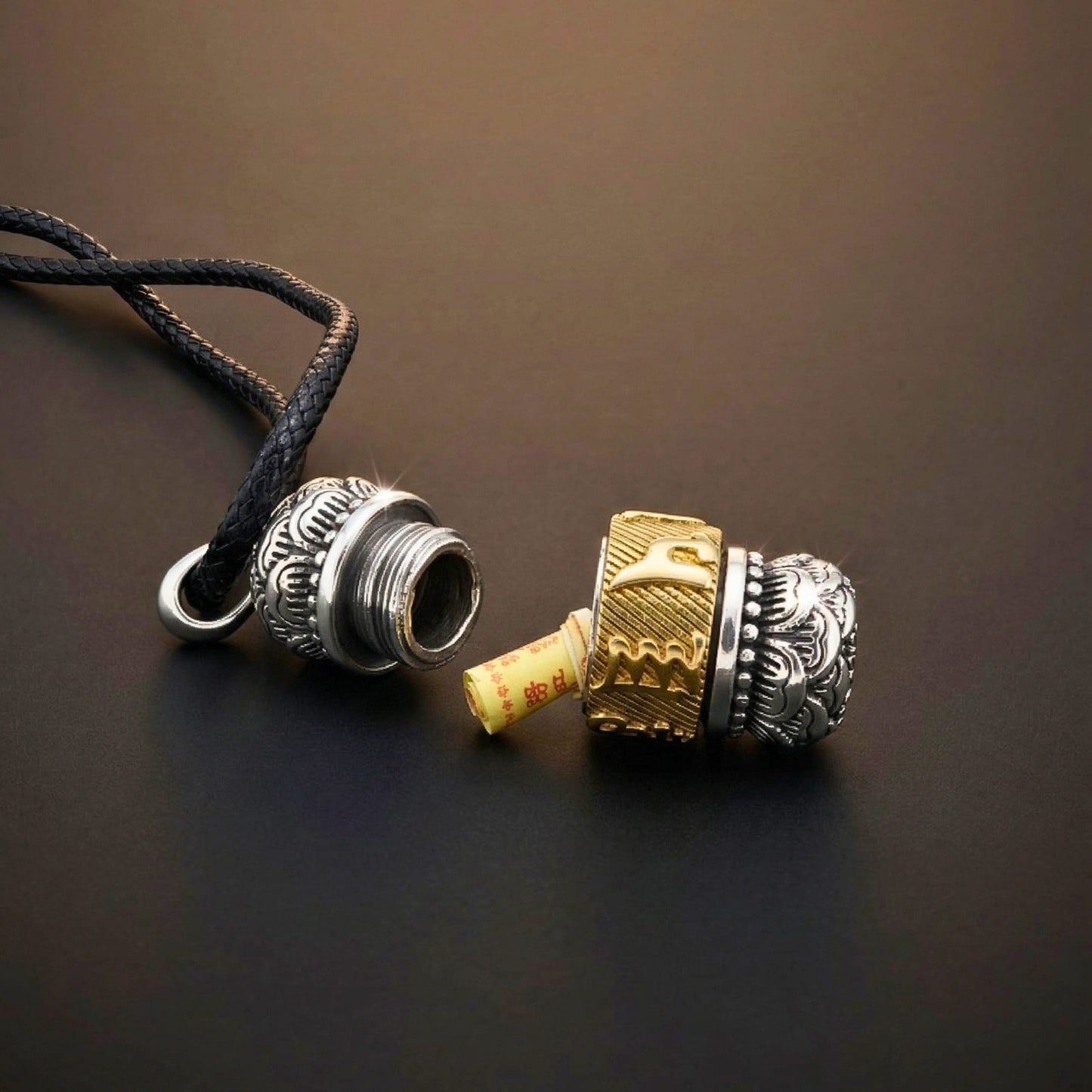 SPIRITUAL ZEN WHEEL - 16mm Pure Titanium Steel Pendant with 24 to 26inch Adjustable Leather Rope Necklace for Men & Boys - THE MEN THING