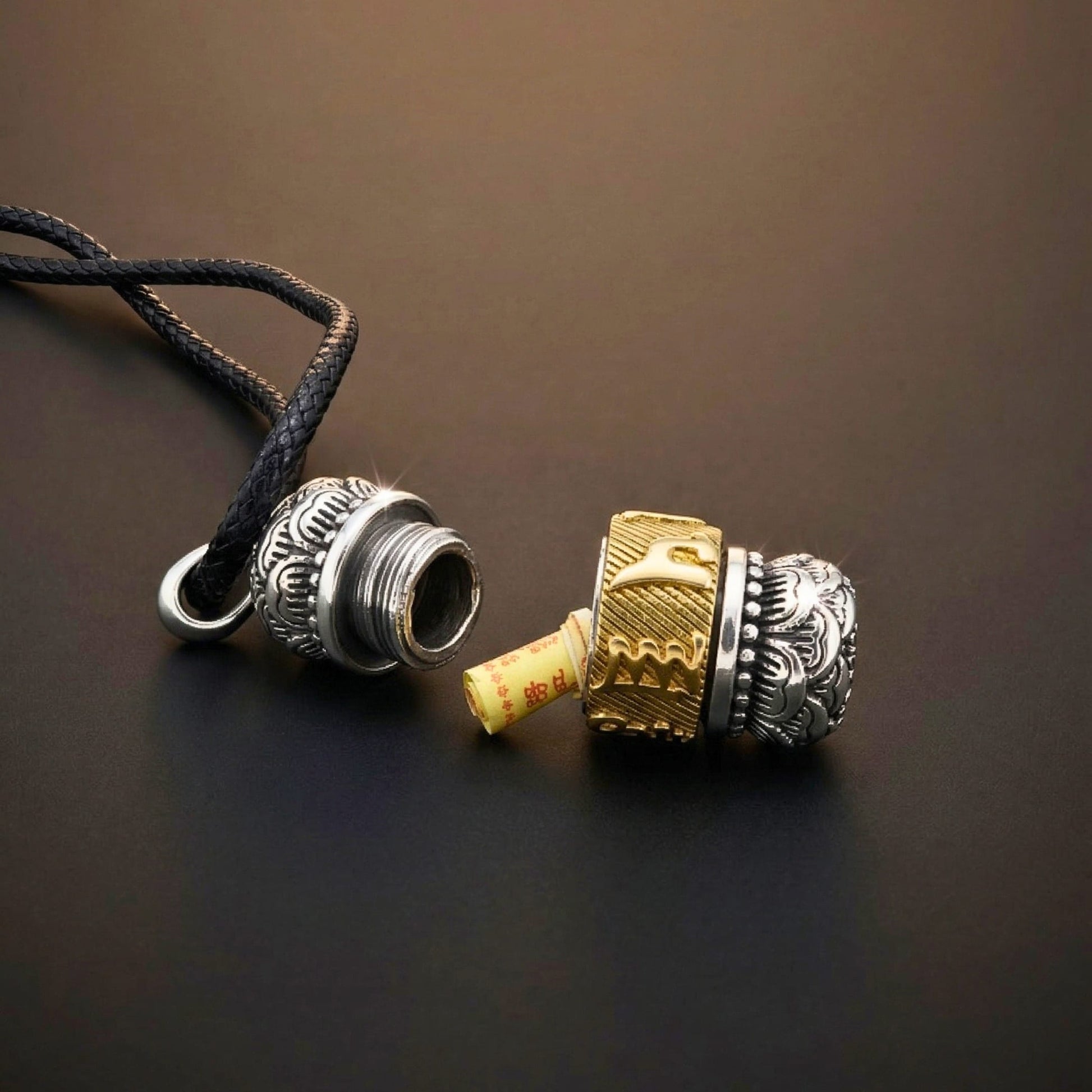 SPIRITUAL ZEN WHEEL - 16mm Pure Titanium Steel Pendant with 24 to 26inch Adjustable Leather Rope Necklace for Men & Boys - THE MEN THING
