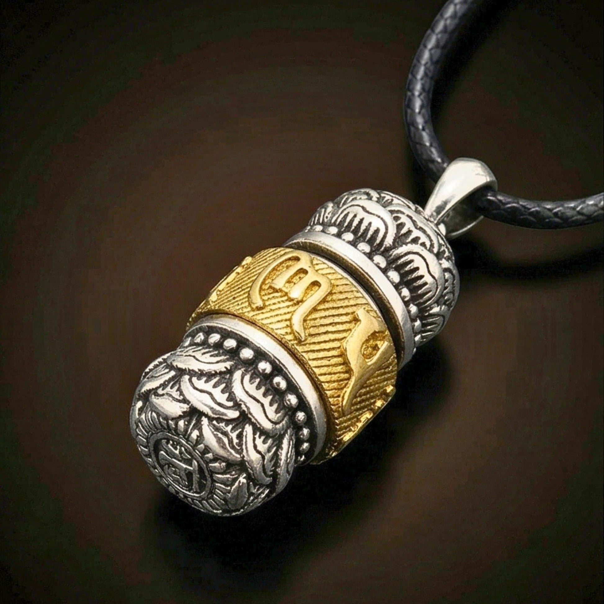 SPIRITUAL ZEN WHEEL - 16mm Pure Titanium Steel Pendant with 24 to 26inch Adjustable Leather Rope Necklace for Men & Boys - THE MEN THING