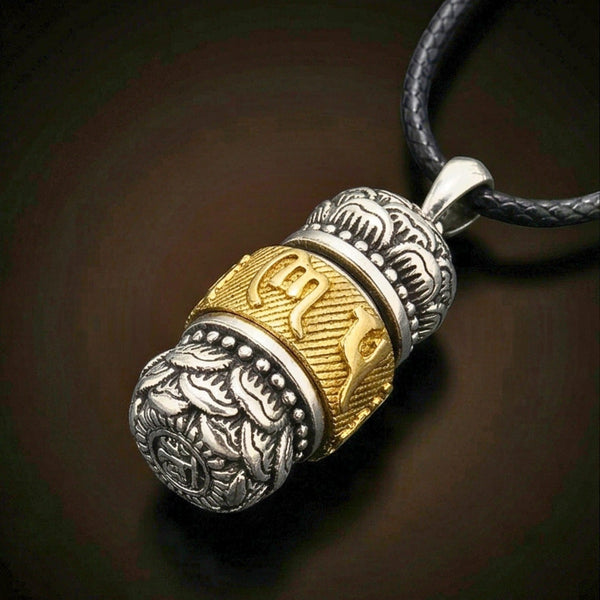 SPIRITUAL ZEN WHEEL - 16mm Pure Titanium Steel Pendant with 24 to 26inch Adjustable Leather Rope Necklace for Men & Boys