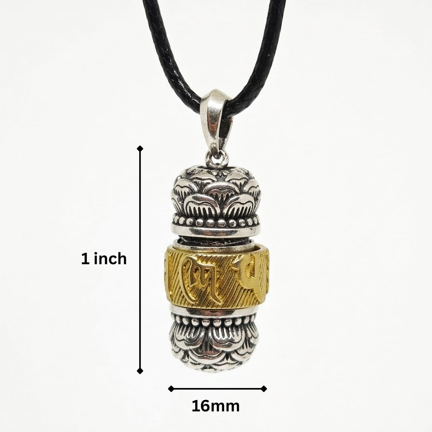 SPIRITUAL ZEN WHEEL - 16mm Pure Titanium Steel Pendant with 24 to 26inch Adjustable Leather Rope Necklace for Men & Boys - THE MEN THING