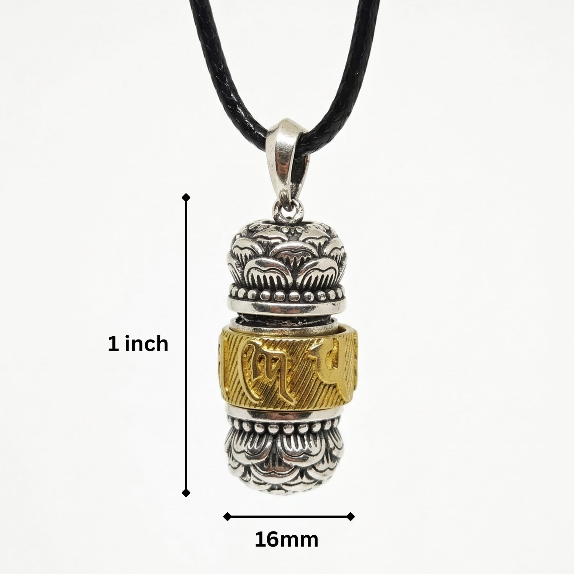 SPIRITUAL ZEN WHEEL - 16mm Pure Titanium Steel Pendant with 24 to 26inch Adjustable Leather Rope Necklace for Men & Boys - THE MEN THING