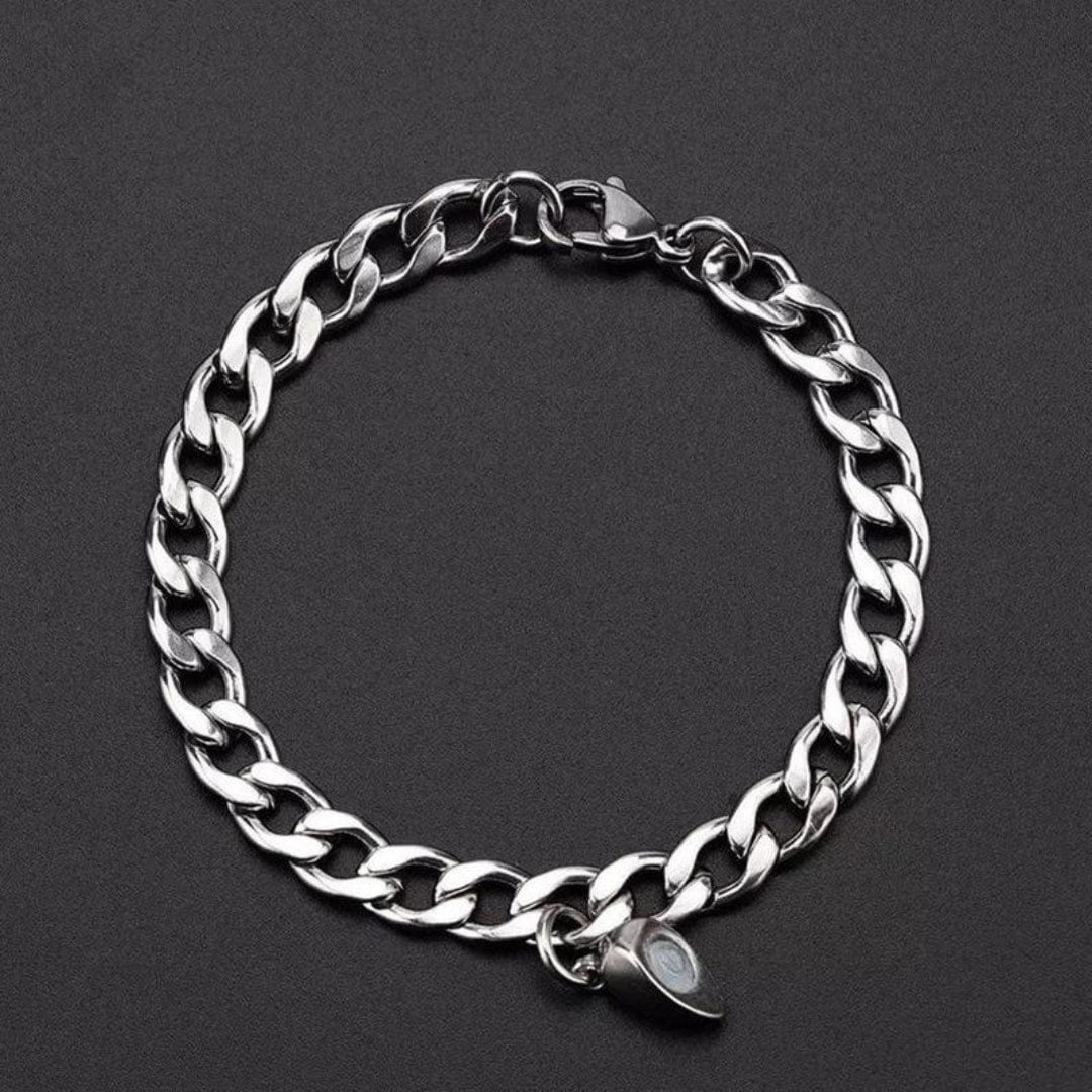 SPLIT HEART CUBAN LINK - Steel - Pure Titanium Steel Adjustable Bracelet for Men & Boys - THE MEN THING