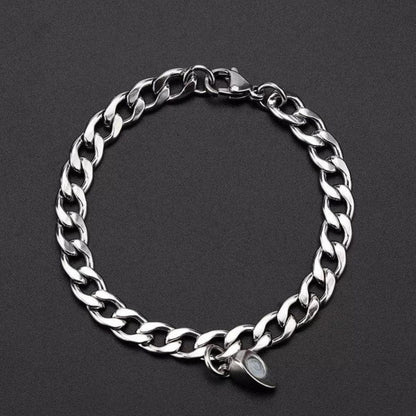 SPLIT HEART CUBAN LINK - Steel - Pure Titanium Steel Adjustable Bracelet for Men & Boys - THE MEN THING