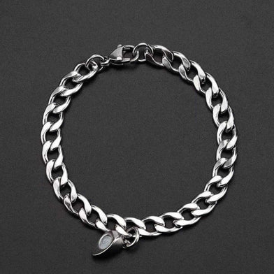 SPLIT HEART CUBAN LINK - Steel - Pure Titanium Steel Adjustable Bracelet for Men & Boys