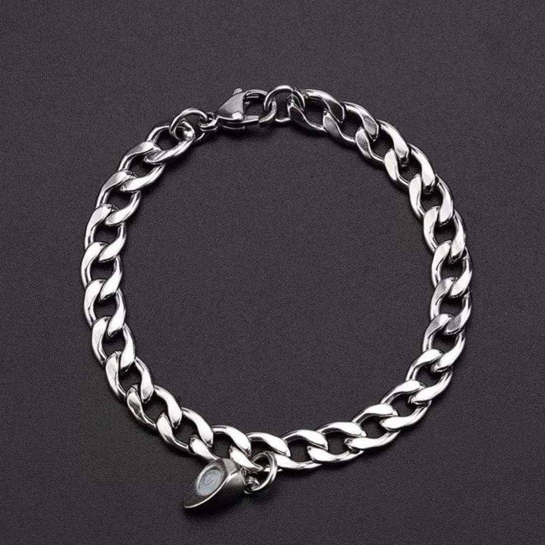 SPLIT HEART CUBAN LINK - Steel - Pure Titanium Steel Adjustable Bracelet for Men & Boys - THE MEN THING