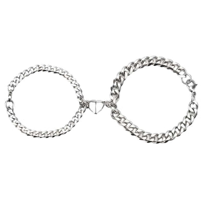 SPLIT HEART CUBAN LINK - Steel - Pure Titanium Steel Adjustable Bracelet for Men & Boys