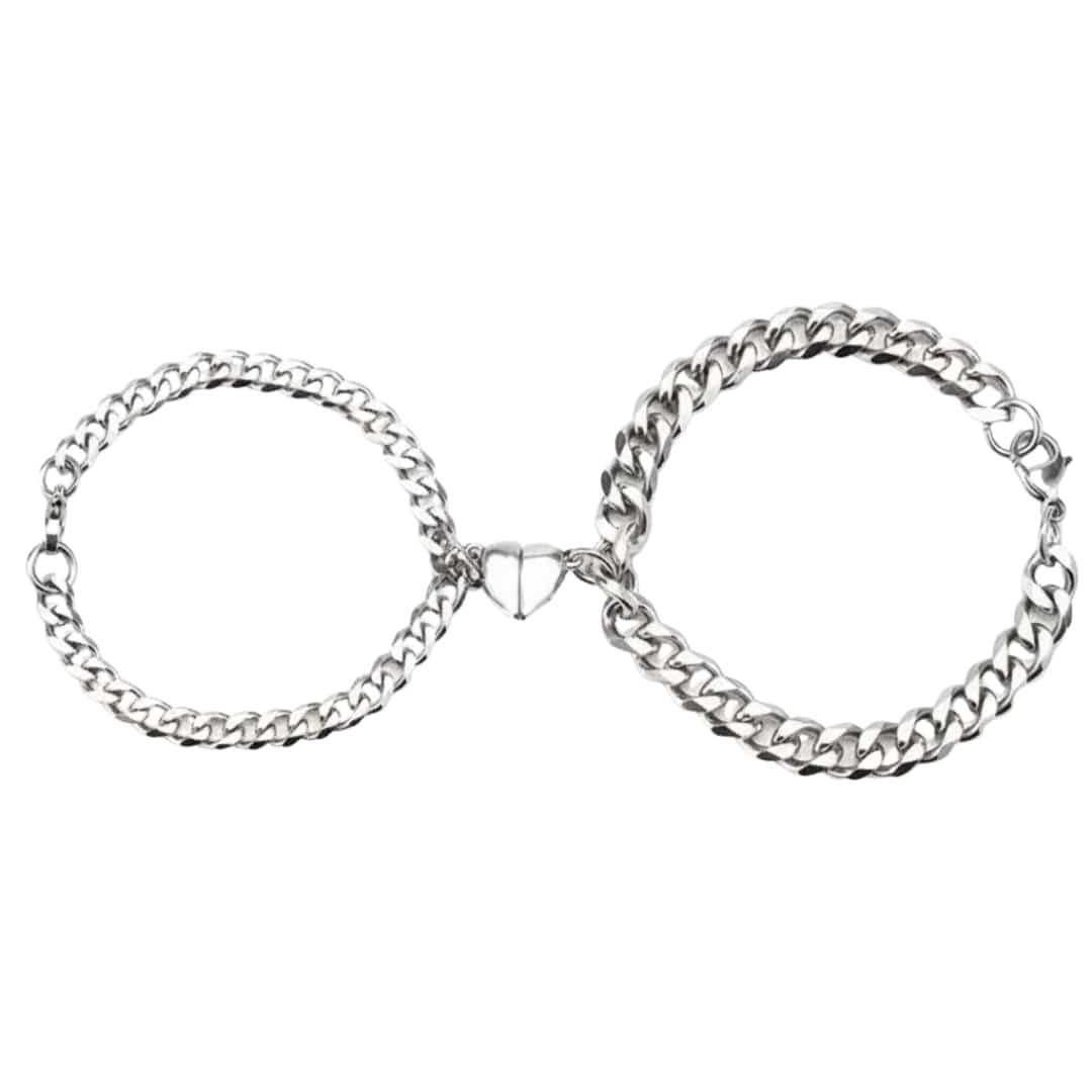 SPLIT HEART CUBAN LINK - Steel - Pure Titanium Steel Adjustable Bracelet for Men & Boys - THE MEN THING
