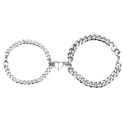 SPLIT HEART CUBAN LINK - Steel - Pure Titanium Steel Adjustable Bracelet for Men & Boys - THE MEN THING