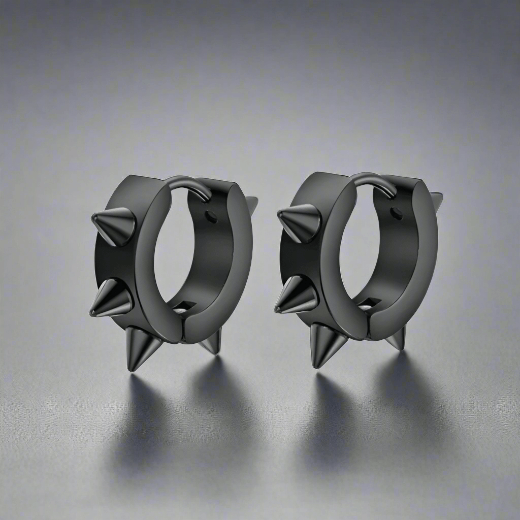 SPYRAL BLACK - Titanium Steel Stud Earrings for Men & Boys (2 Pcs) - THE MEN THING