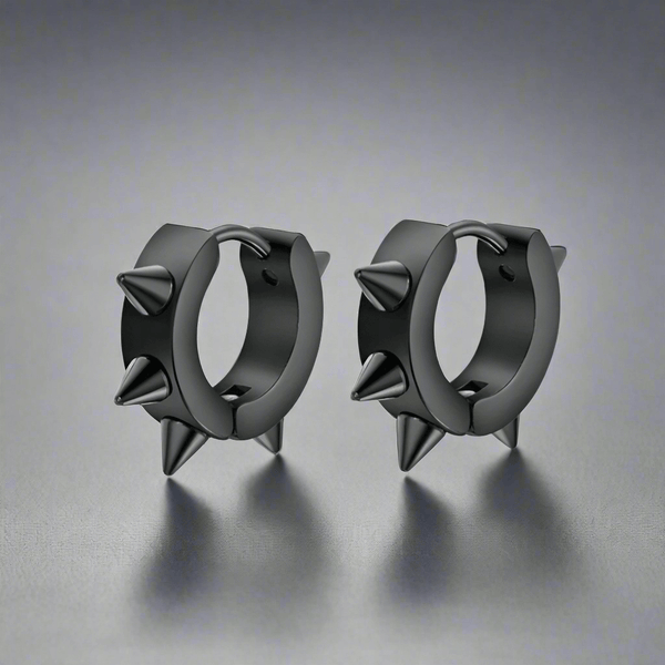 SPYRAL BLACK - Titanium Steel Stud Earrings for Men & Boys (2 Pcs)
