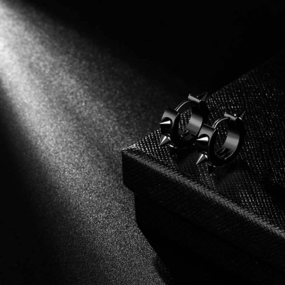 SPYRAL BLACK - Titanium Steel Stud Earrings for Men & Boys (2 Pcs) - THE MEN THING