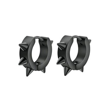 SPYRAL BLACK - Titanium Steel Stud Earrings for Men & Boys (2 Pcs) - THE MEN THING