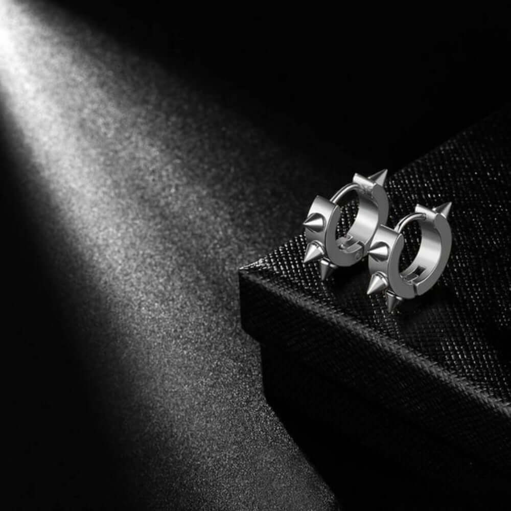 SPYRAL SILVER - Titanium Steel Stud Earrings for Men & Boys (2 Pcs) - THE MEN THING