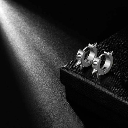 SPYRAL SILVER - Titanium Steel Stud Earrings for Men & Boys (2 Pcs) - THE MEN THING