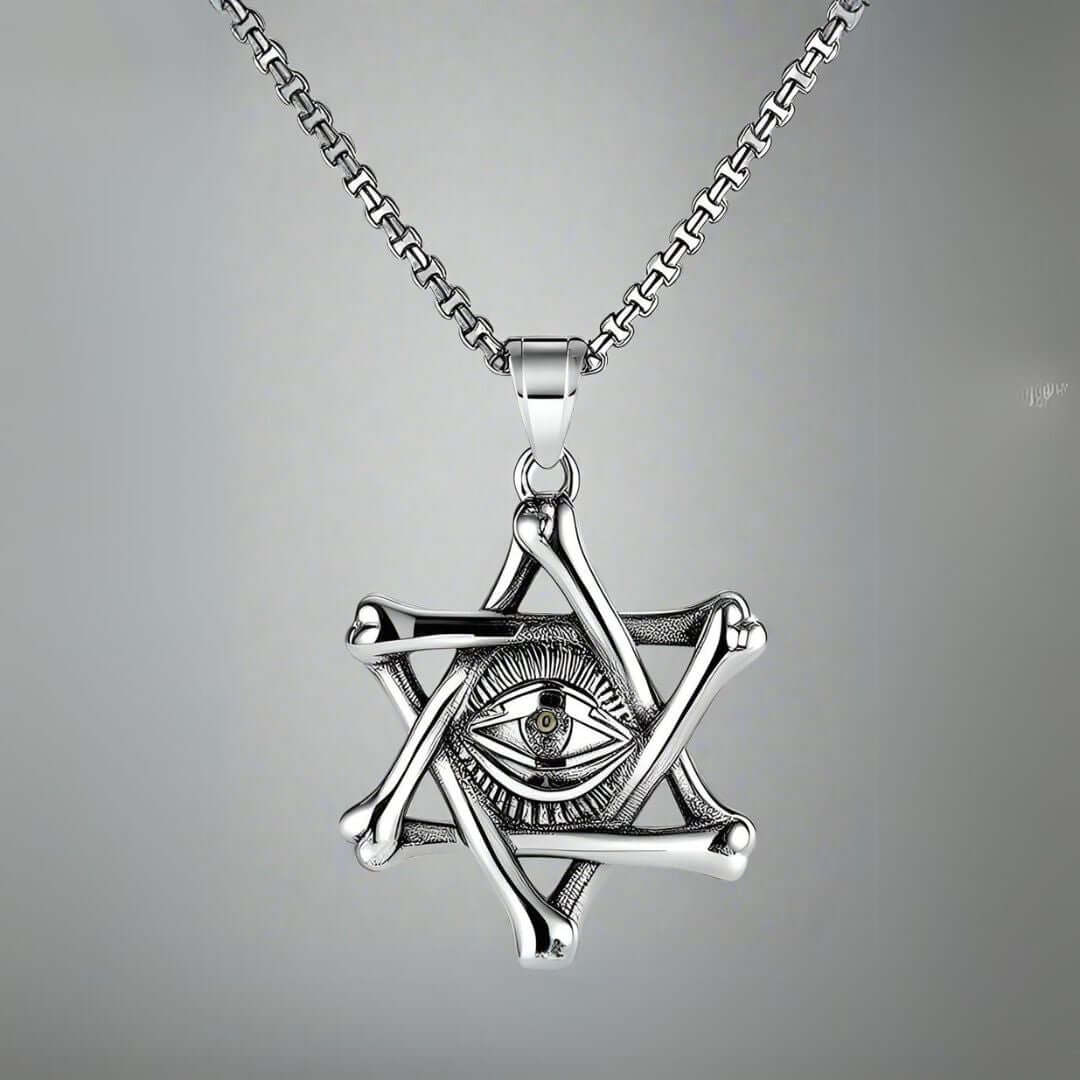 STAR EYE - Alloy Pendant with Pure Stainless Steel 24inch Round Box Chain, American trending Style for Men & Boy - THE MEN THING
