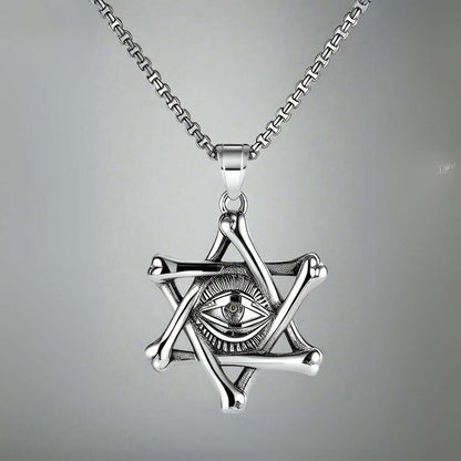 STAR EYE - Alloy Pendant with Pure Stainless Steel 24inch Round Box Chain, American trending Style for Men & Boy - THE MEN THING