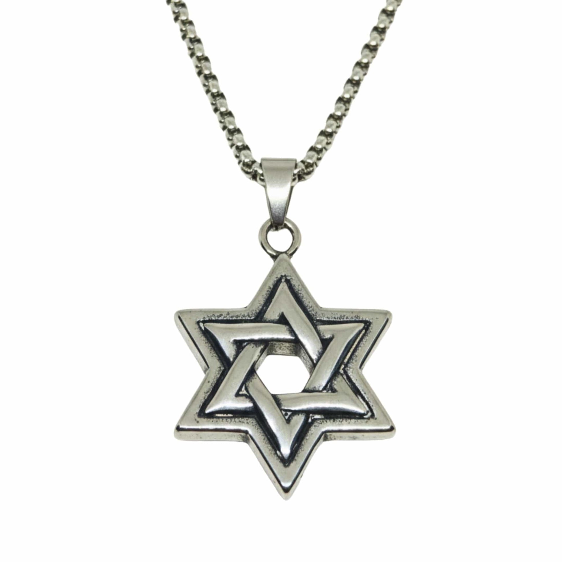STAR LATTICE - 34mm Titanium Steel Pendant with 24inch Round Box 5mm Chain for Men & Boys - THE MEN THING