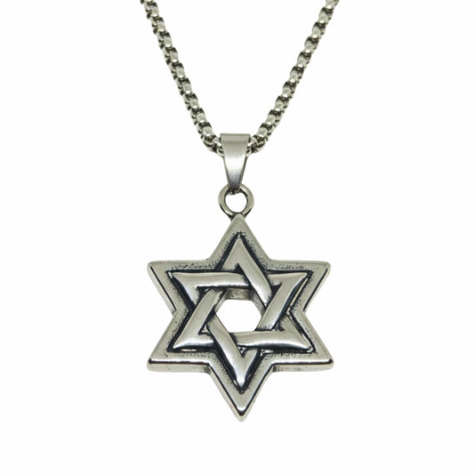 STAR LATTICE - 34mm Titanium Steel Pendant with 24inch Round Box 5mm Chain for Men & Boys - THE MEN THING