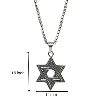 STAR LATTICE - 34mm Titanium Steel Pendant with 24inch Round Box 5mm Chain for Men & Boys - THE MEN THING