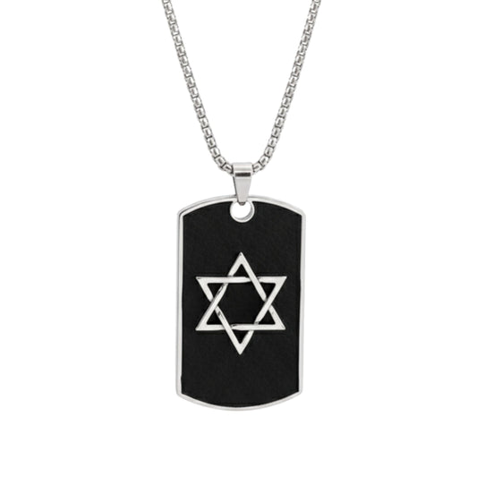 STAR OF DAVID - 32mm Pure Titanium Steel Pendant with 27inch Round Box 4mm Chain for Men & Boys - THE MEN THING